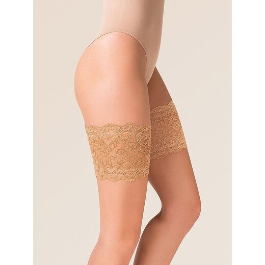 Gabriella nėriniuotos šlaunų juostos su silikoninėmis juostelėmis Thigh  Band Beige 