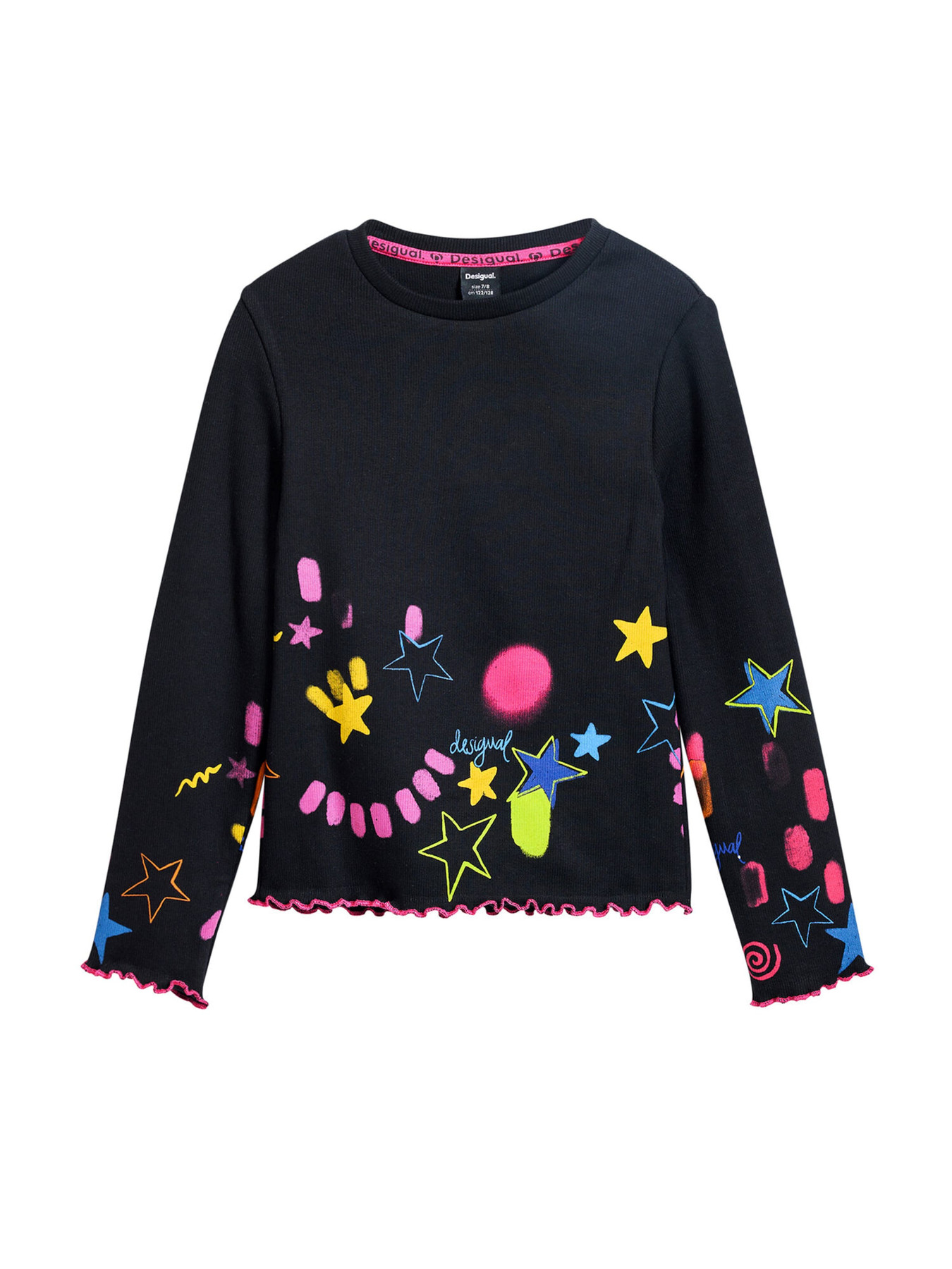 Desigual Marškinėliai mėlyna / geltona / rožinė / juoda