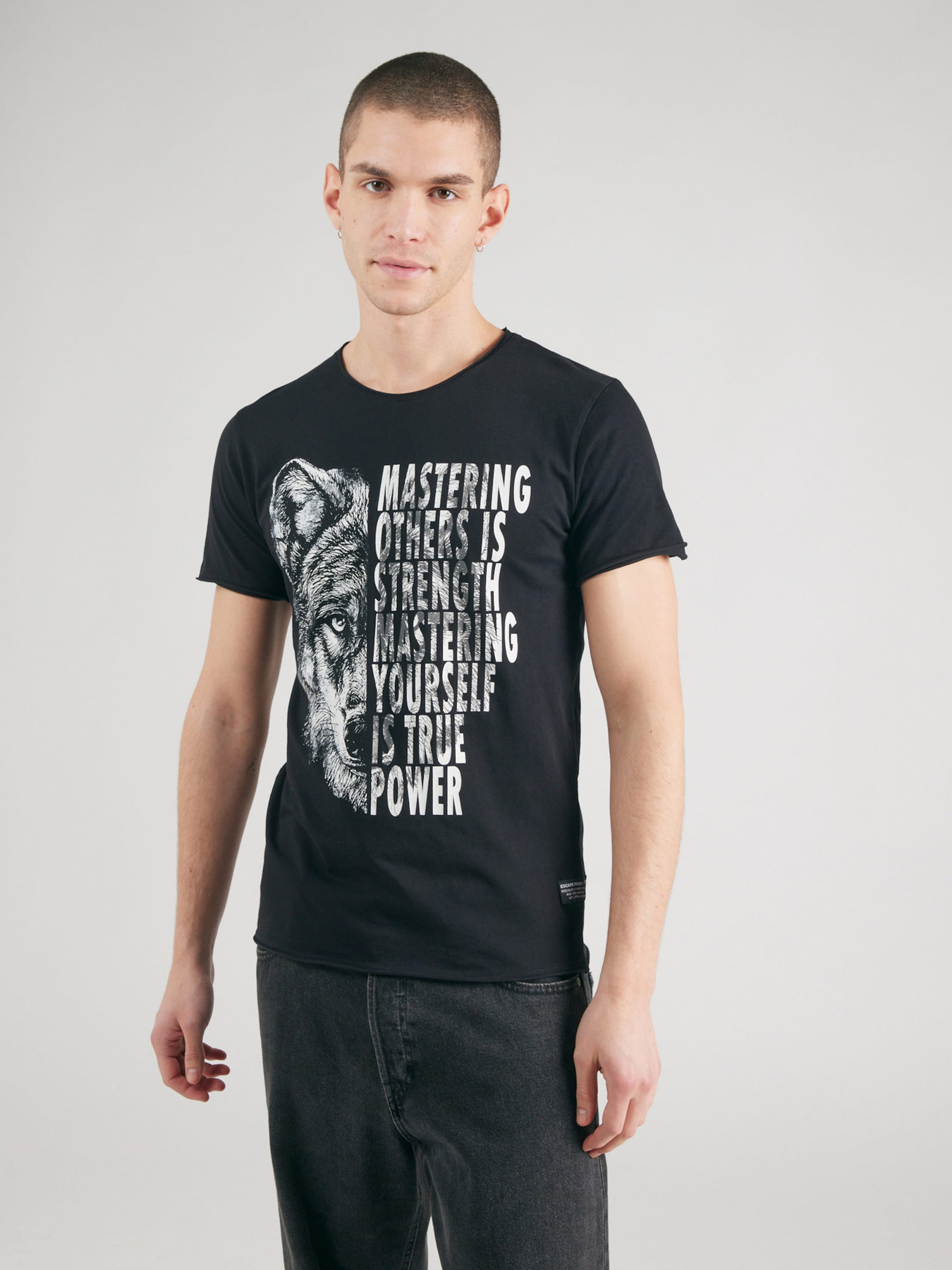 Key Largo Marškinėliai 'Mastering' pilka / juoda / balta