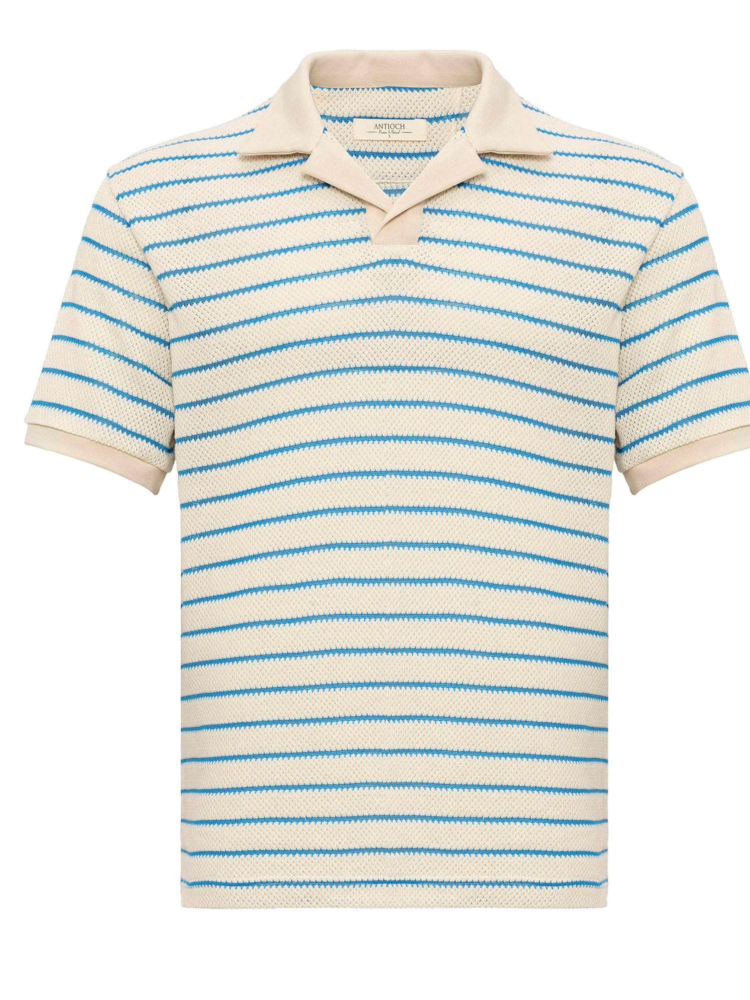 Antioch Marškinėliai nebalintos drobės spalva / sodri mėlyna („karališka“)