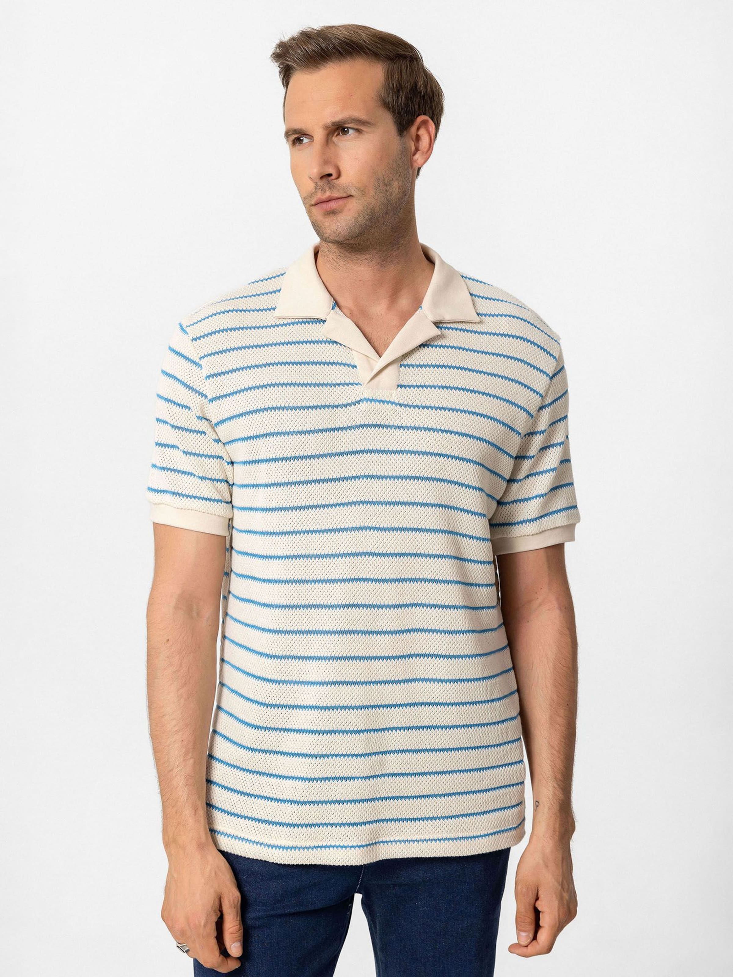 Antioch Marškinėliai nebalintos drobės spalva / sodri mėlyna („karališka“)