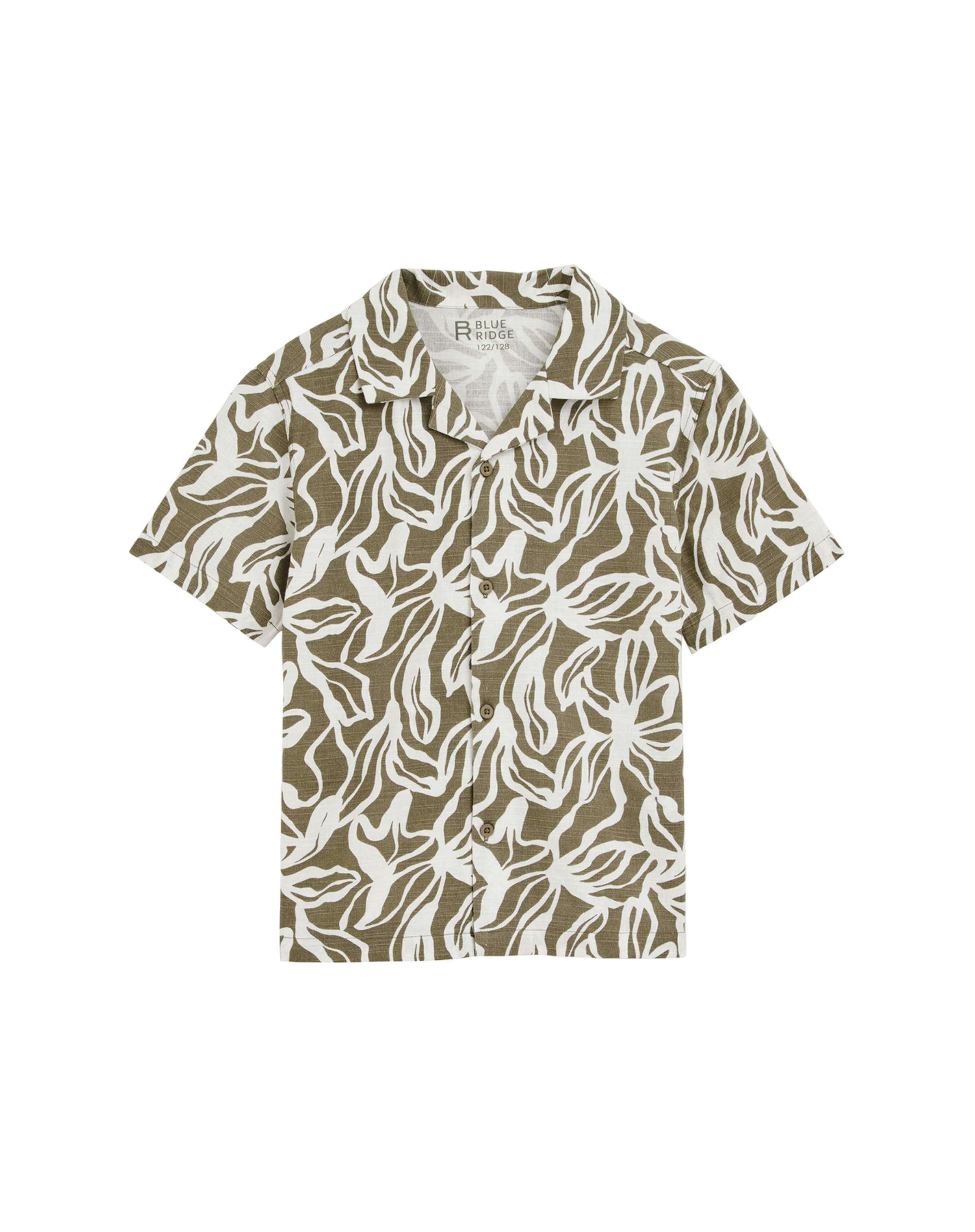 WE Fashion Marškiniai alyvuogių spalva / balta