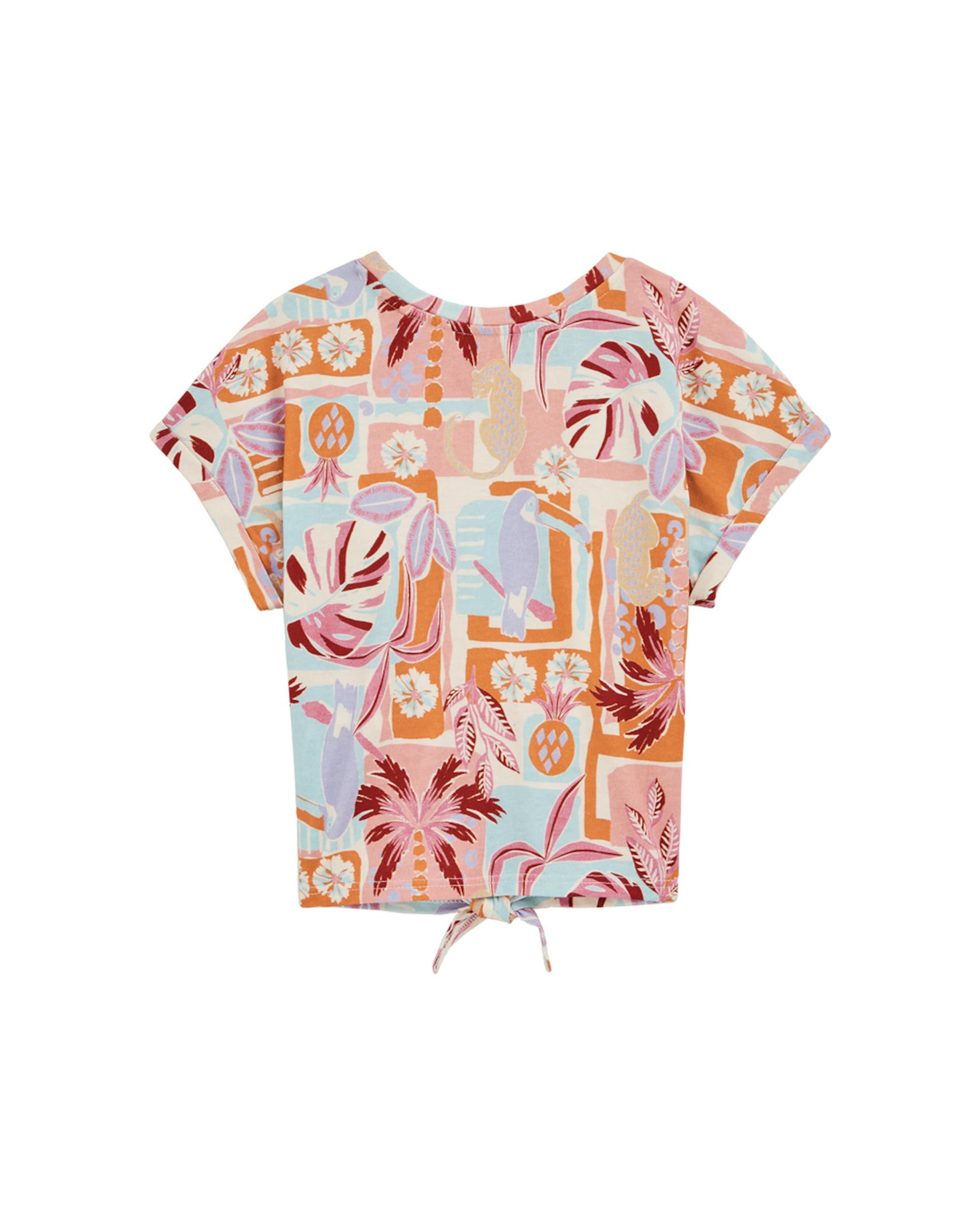 WE Fashion Marškinėliai šviesiai mėlyna / oranžinė / rožių spalva / balta