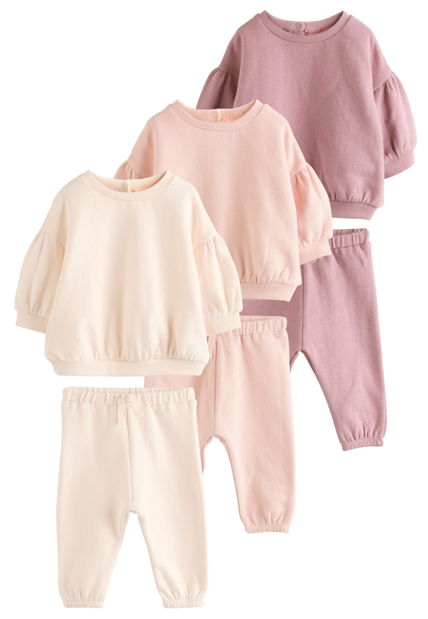 Next Rinkinys kremo / pudros spalva / ryškiai rožinė spalva