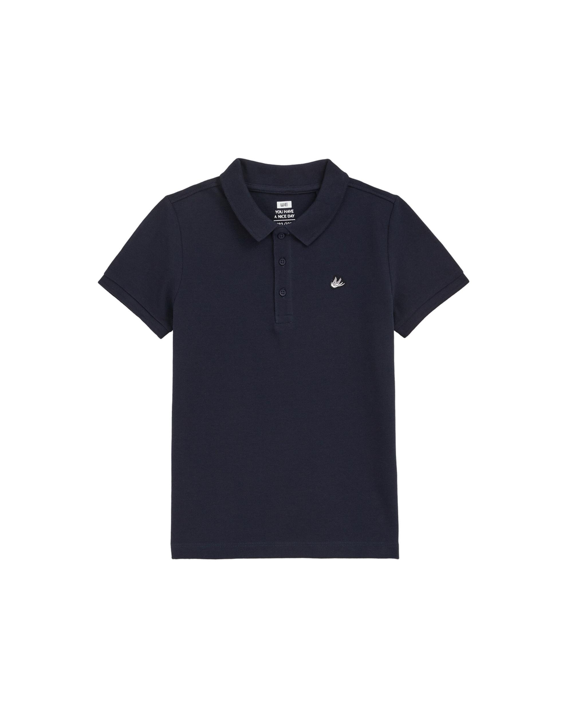 WE Fashion Marškinėliai tamsiai mėlyna jūros spalva / juoda / balta