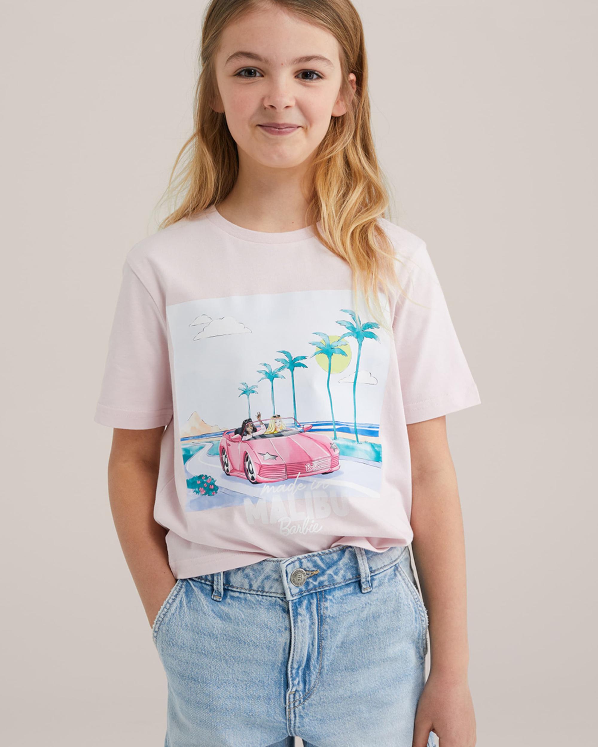 WE Fashion Marškinėliai smaragdinė spalva / šviesiai rožinė / šviesiai raudona / balta