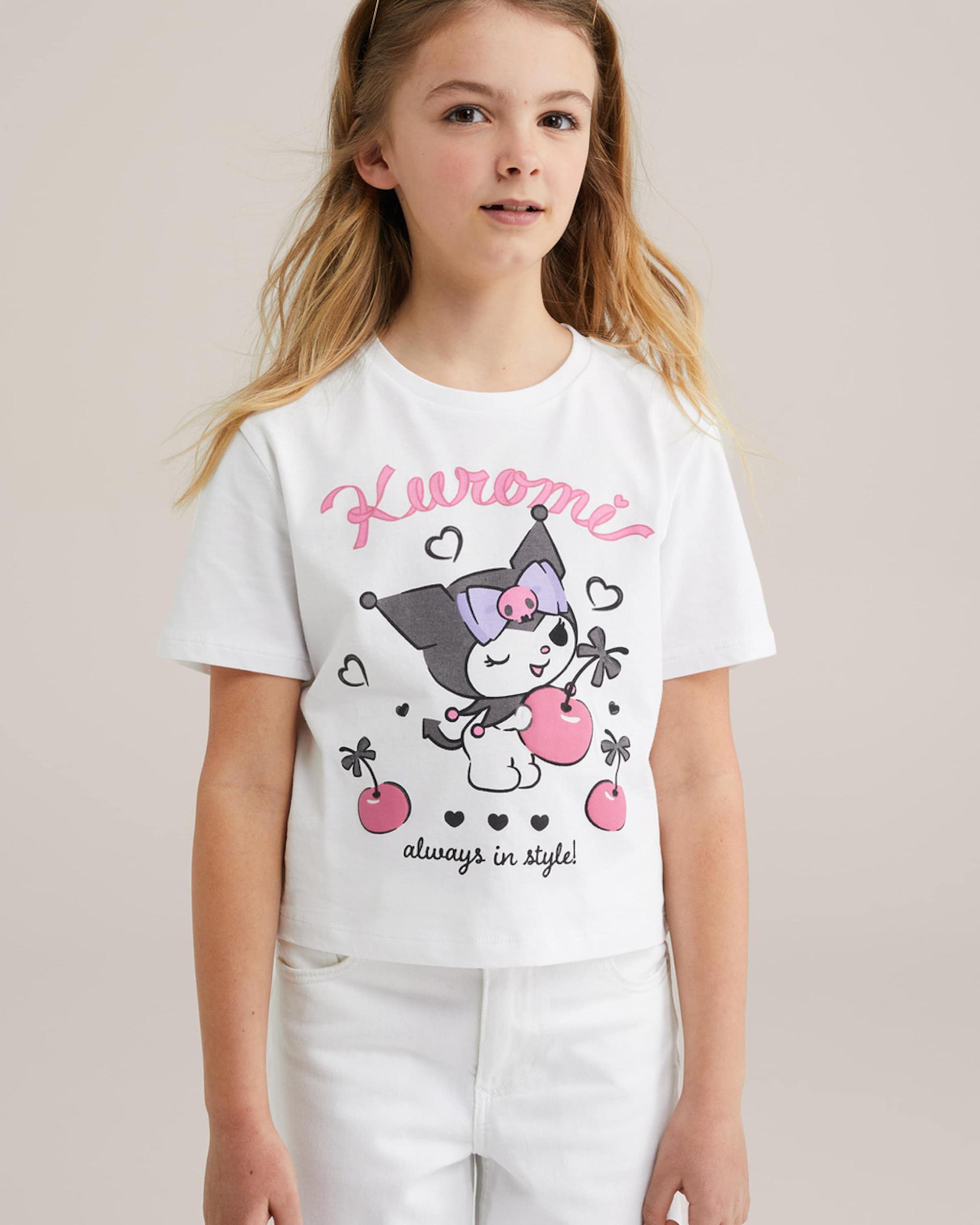 WE Fashion Marškinėliai antracito spalva / rožių spalva / juoda / balta