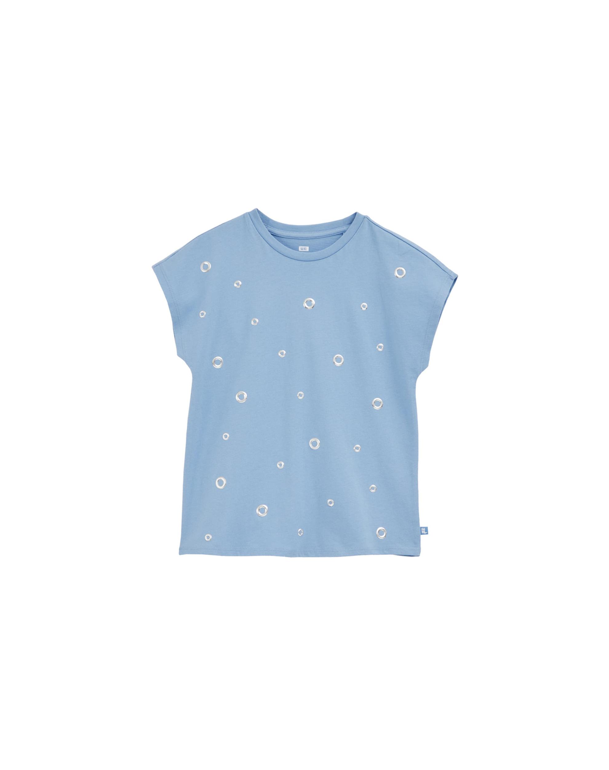 WE Fashion Marškinėliai šviesiai mėlyna / sidabrinė