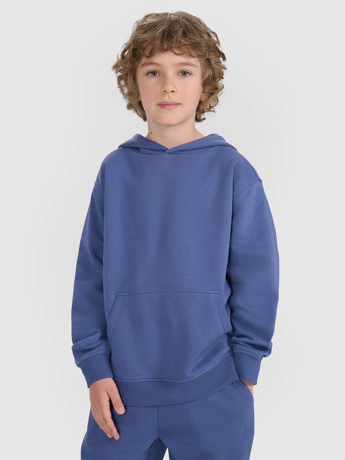 4F Sportinis neatsegamas džemperis su gobtuvu berniukams - mėlynas