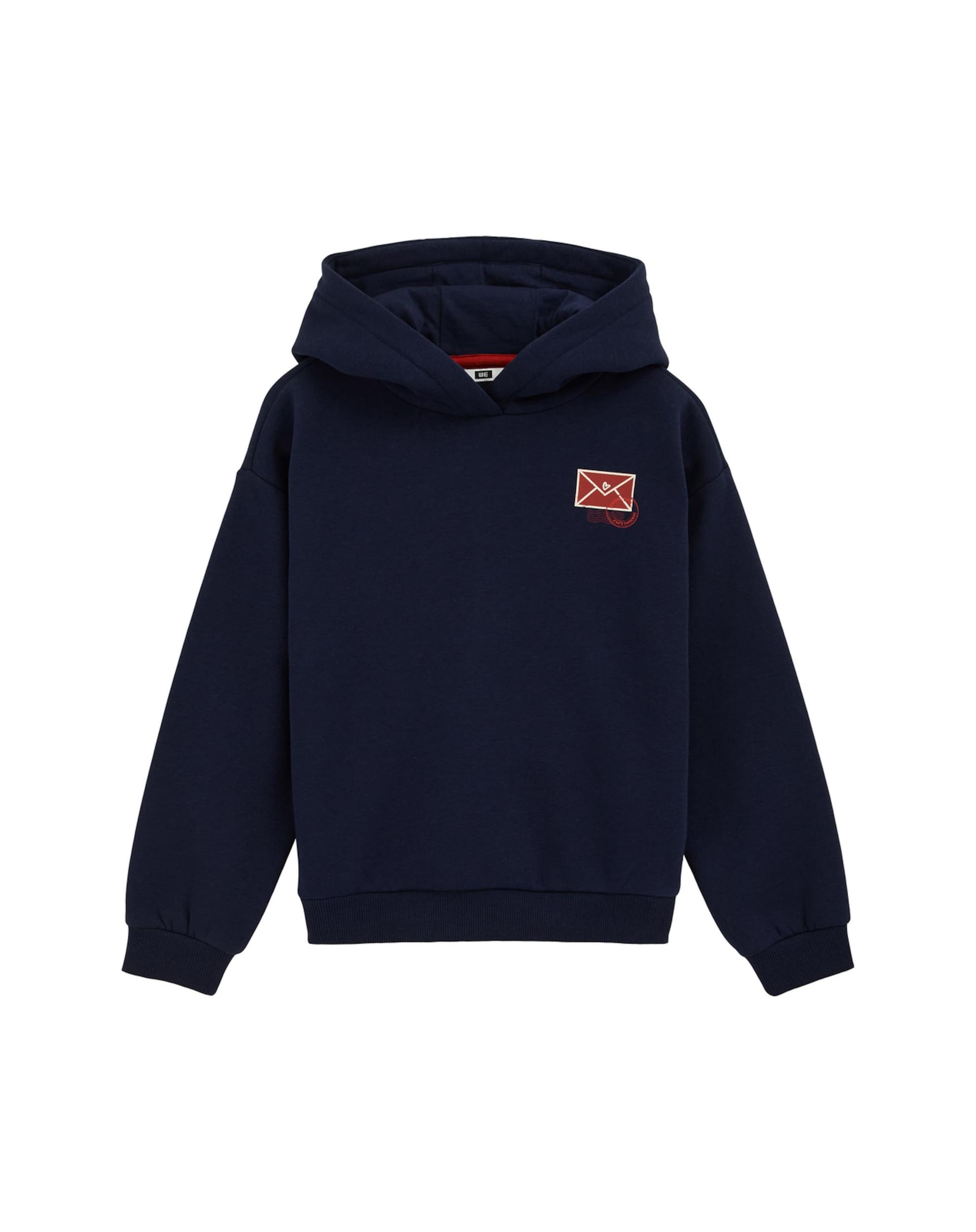 WE Fashion Megztinis be užsegimo tamsiai mėlyna / šviesiai rožinė / vyno raudona spalva / balta