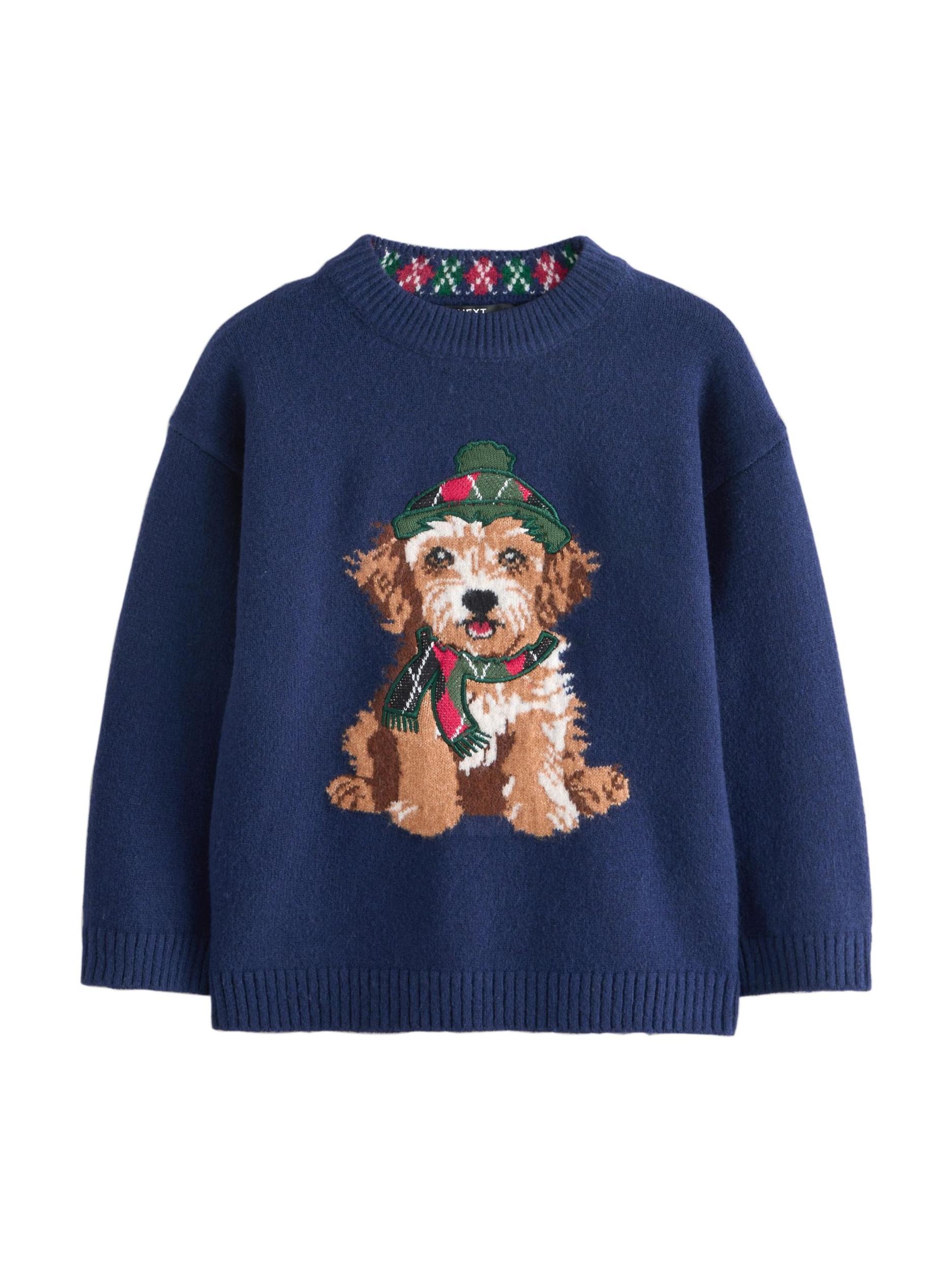 Next Megztinis tamsiai mėlyna jūros spalva / ruda / žalia / tamsiai rožinė