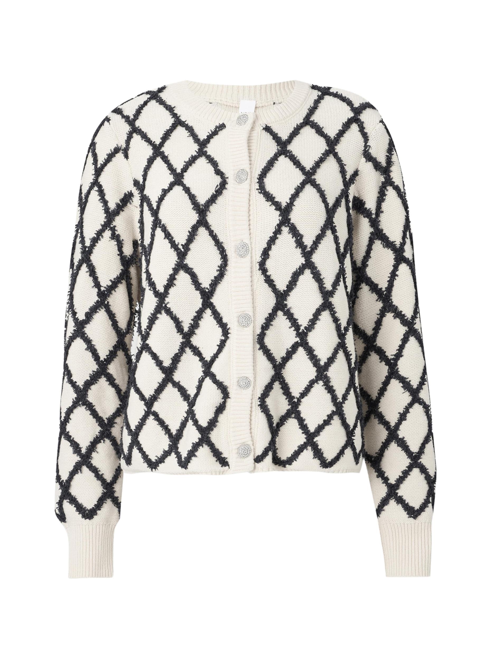 YAS Kardiganas 'YASZIGLY' smėlio spalva / juoda