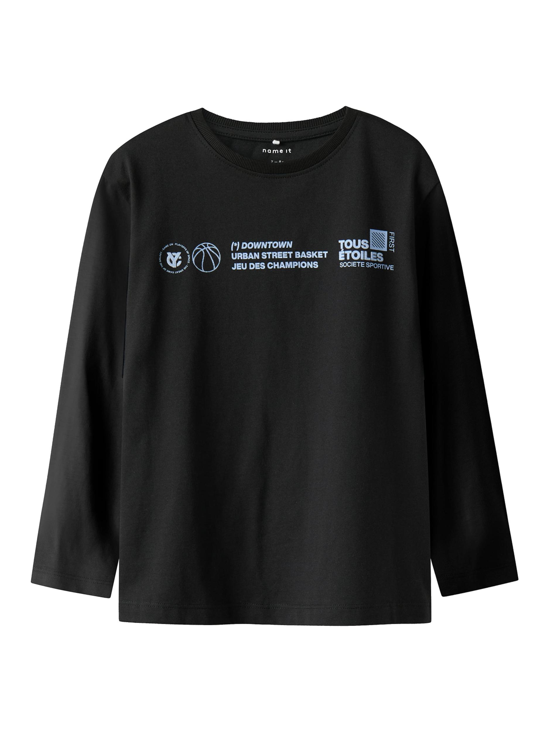 NAME IT Marškinėliai 'NKMRamsey' šviesiai mėlyna / juoda