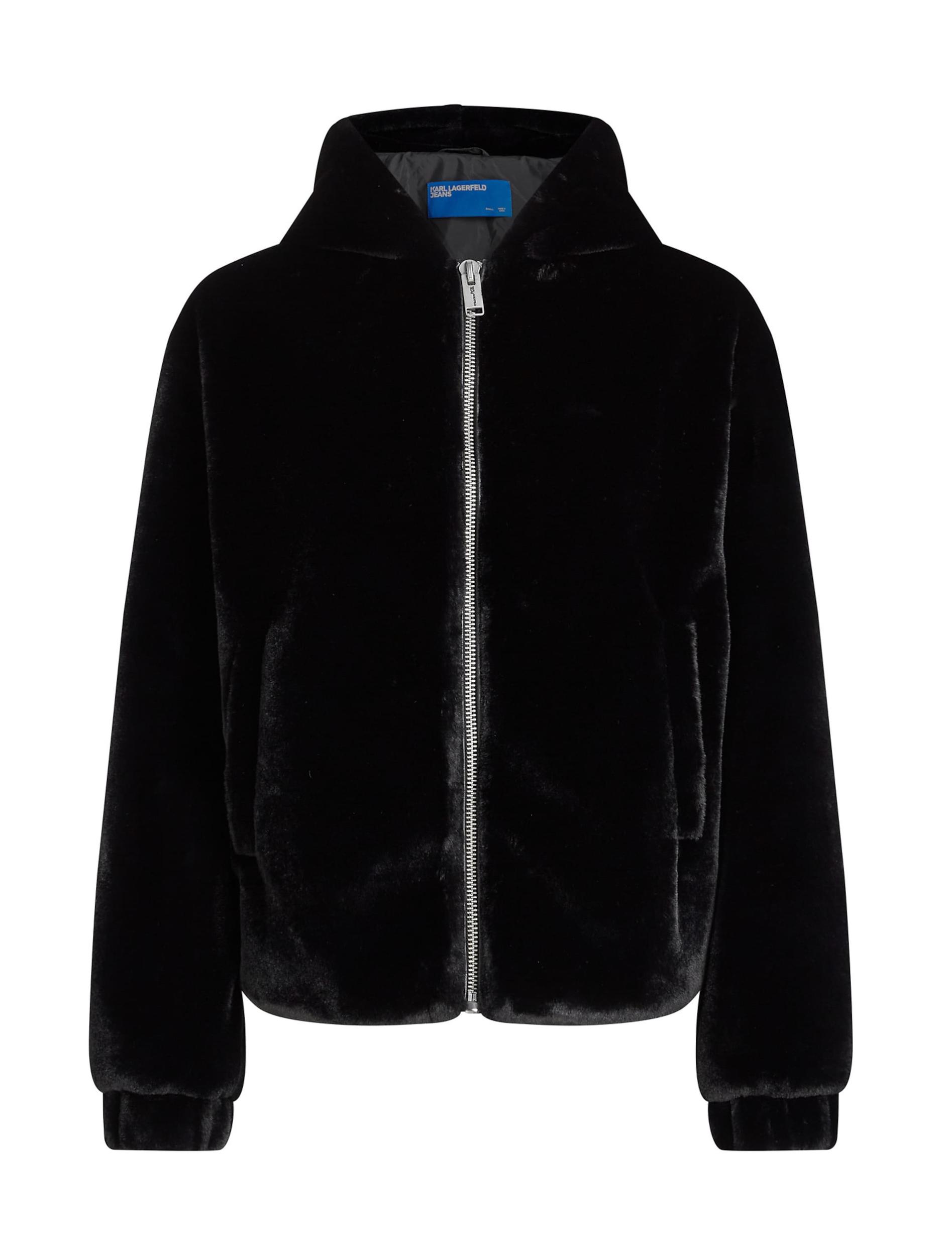 KARL LAGERFELD JEANS Demisezoninė striukė juoda / balta