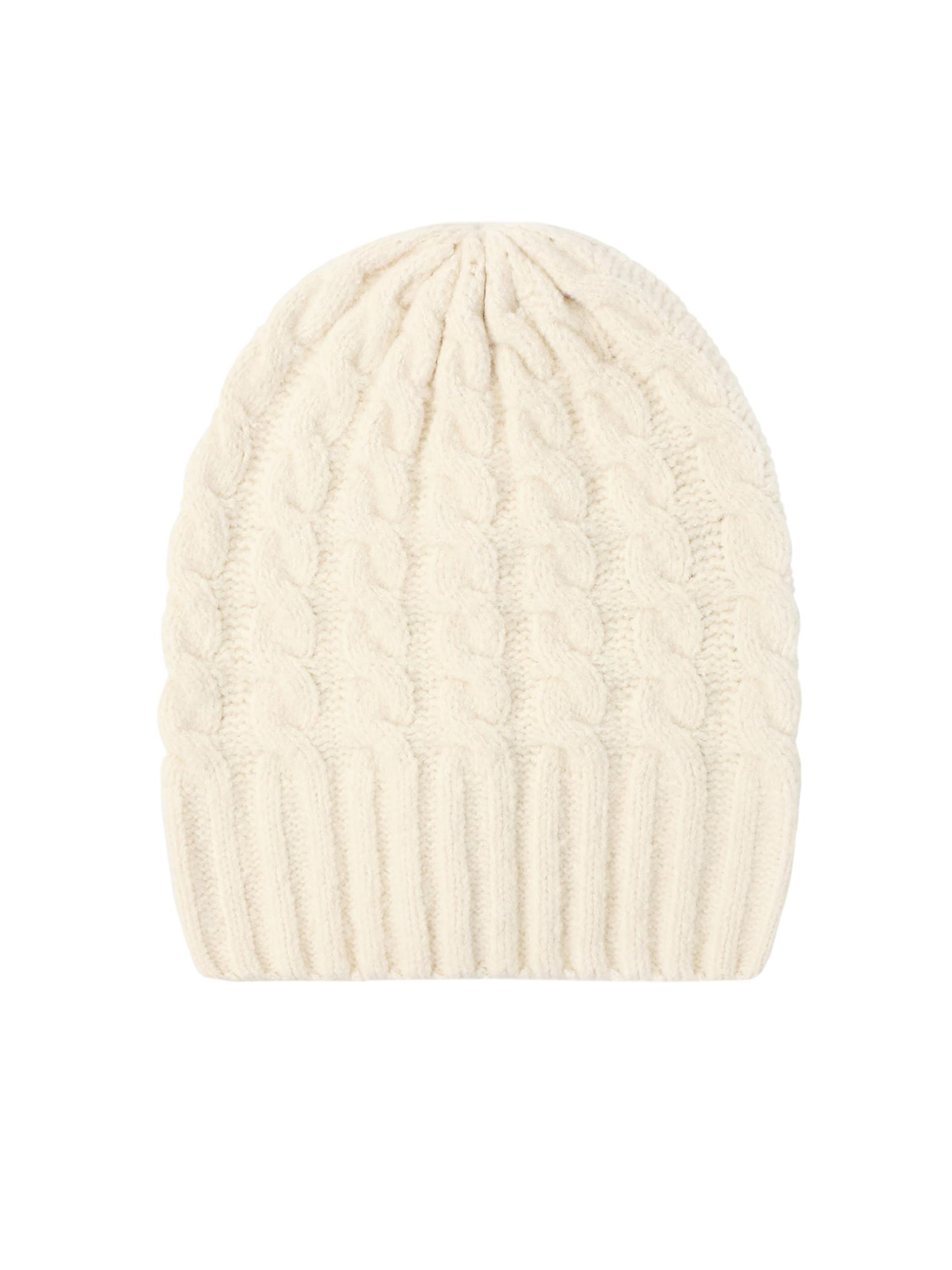 TATUUM Megzta kepurė kiaušinio lukšto spalva