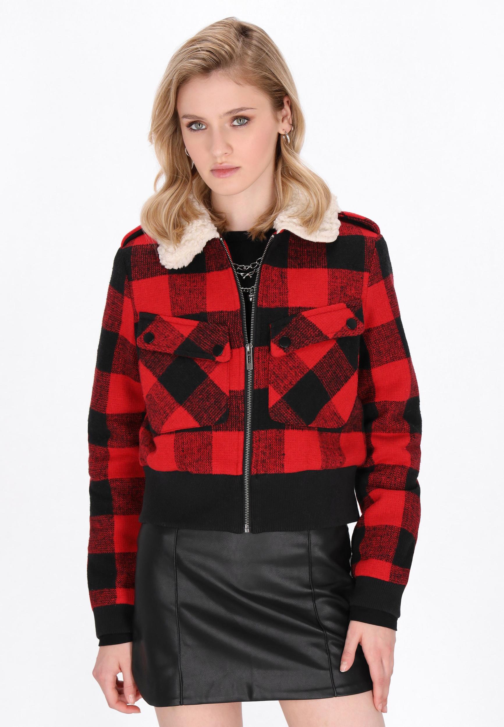 myMo ROCKS Demisezoninė striukė kremo / raudona / juoda