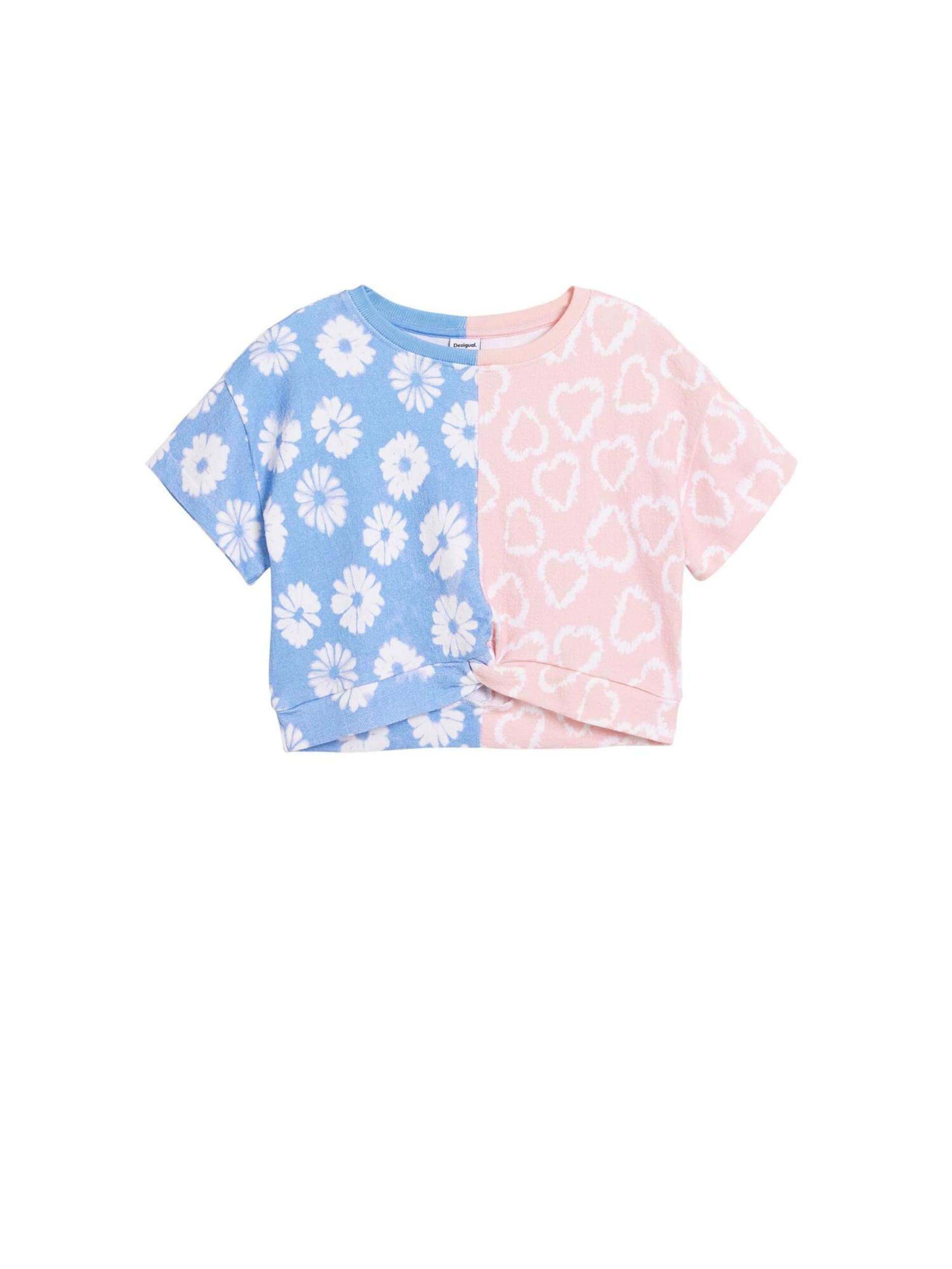 Desigual Marškinėliai neoninė mėlyna / rožių spalva / balta