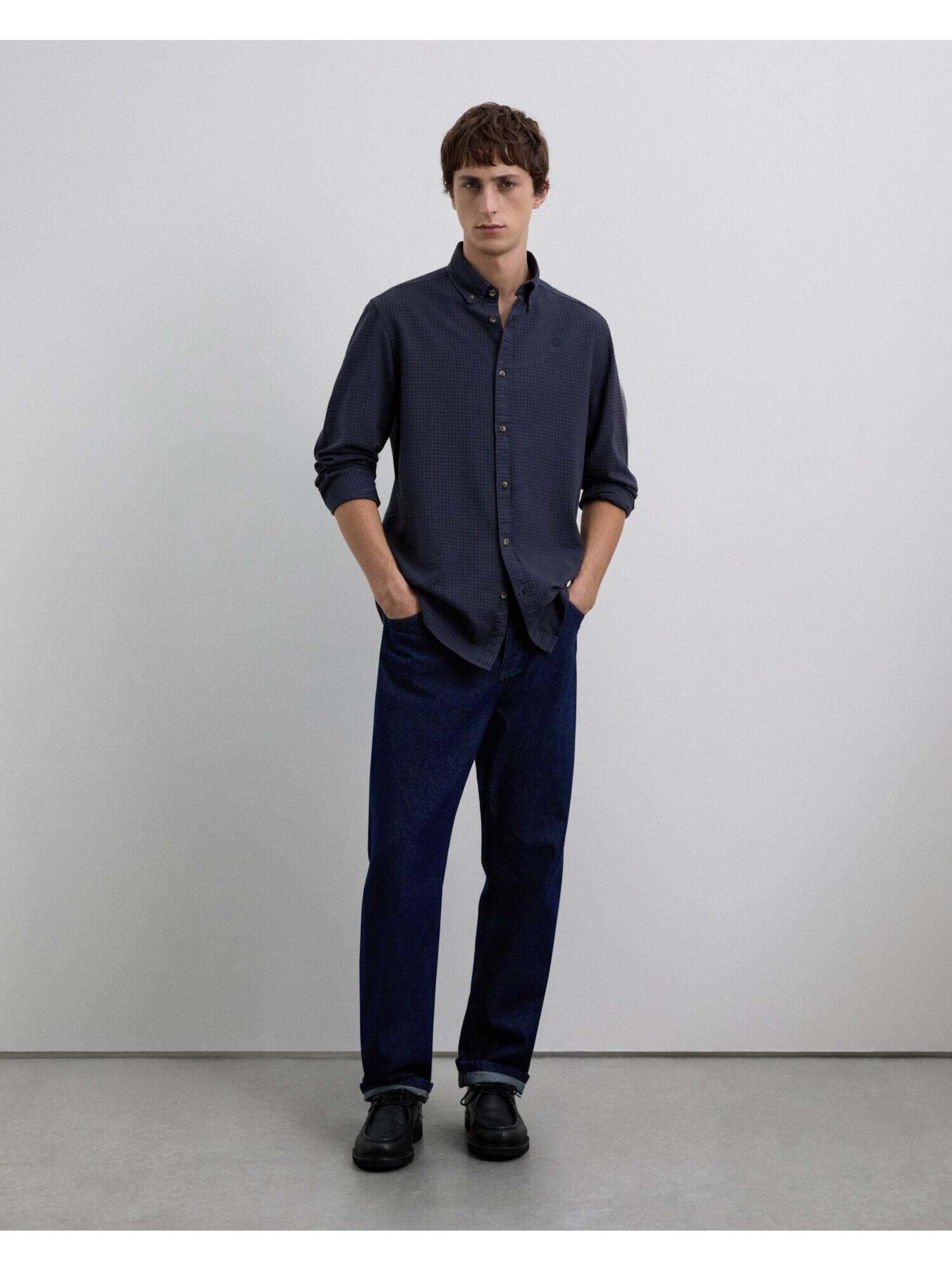 Scalpers Marškiniai 'Scdye Check' tamsiai mėlyna / ruda