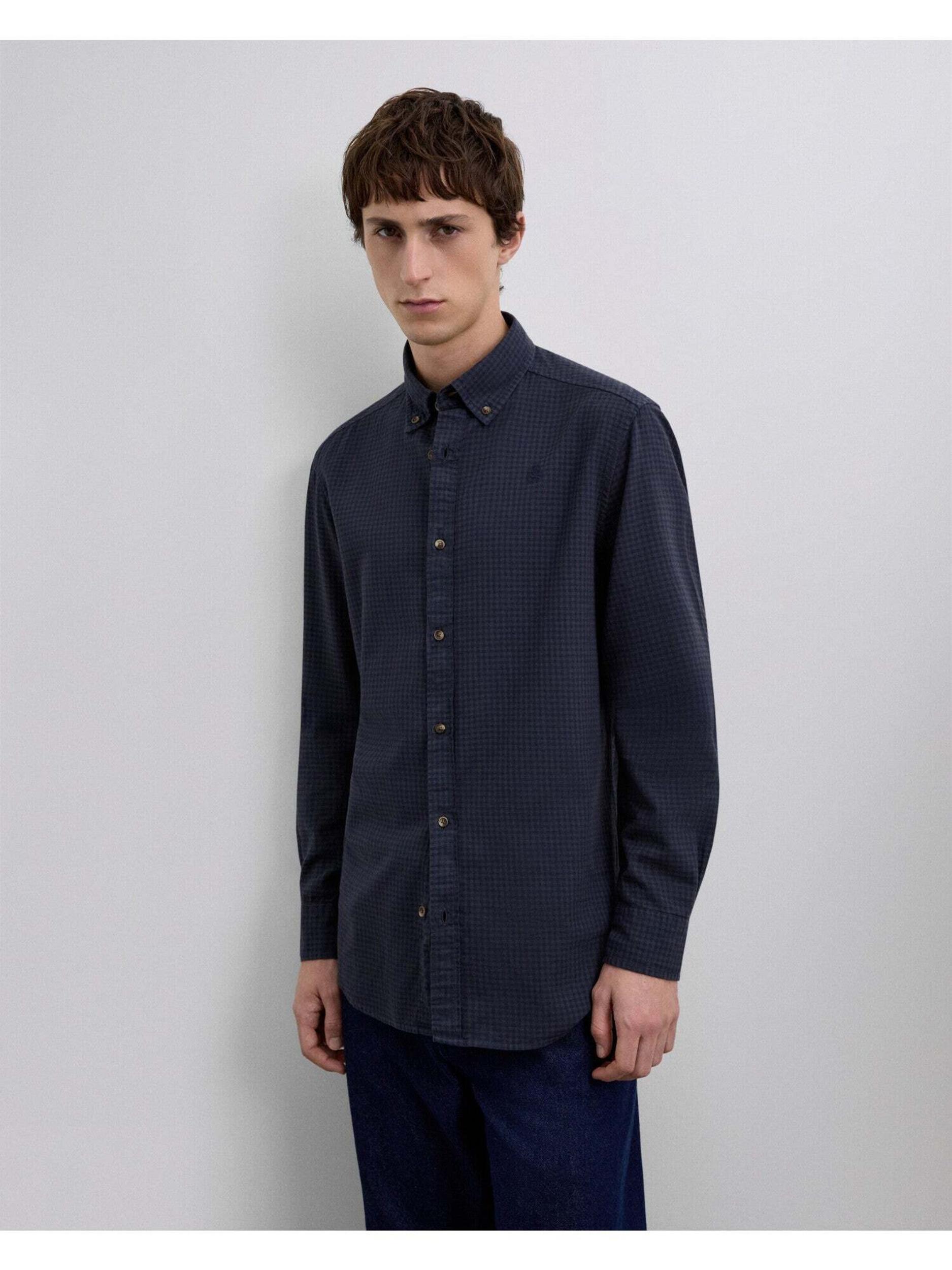 Scalpers Marškiniai 'Scdye Check' tamsiai mėlyna / ruda