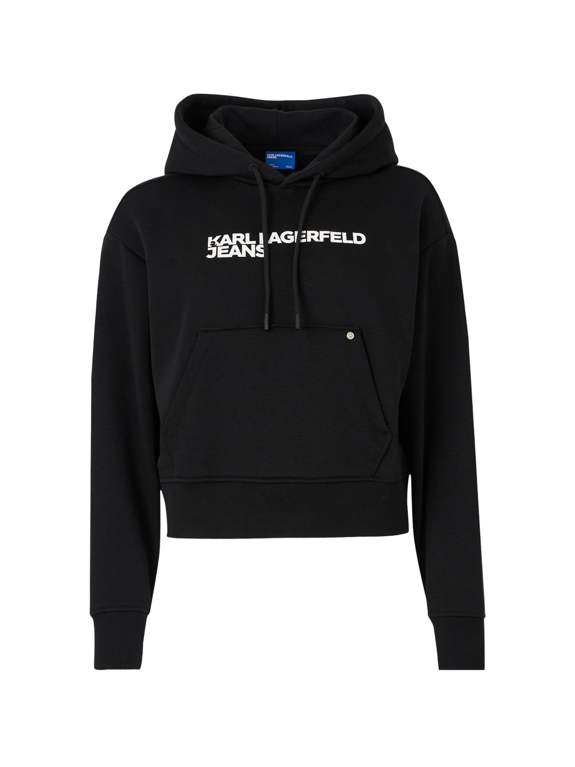 KARL LAGERFELD JEANS Megztinis be užsegimo juoda / balta