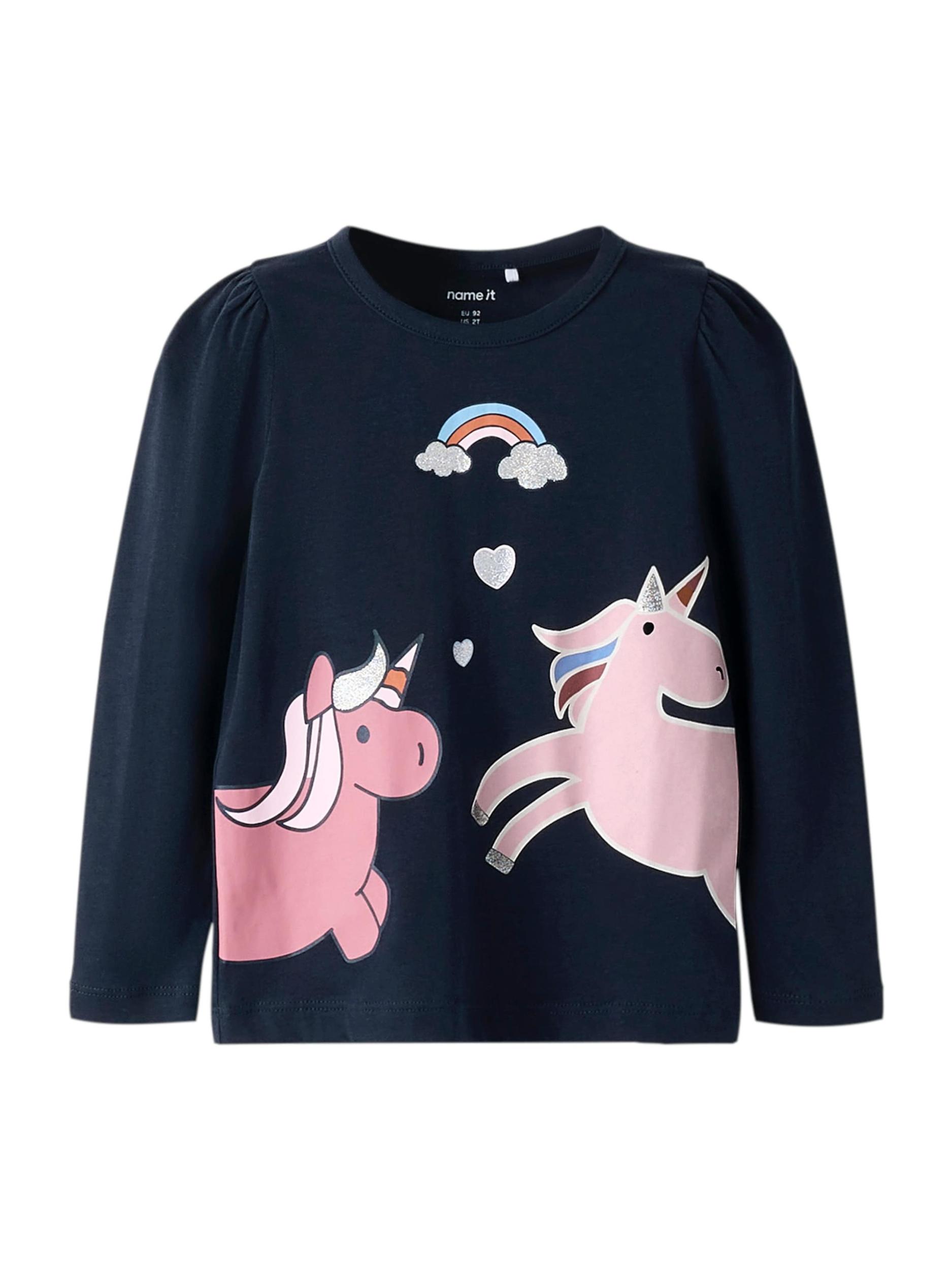 NAME IT Marškinėliai 'NMFBILISA' šviesiai mėlyna / tamsiai mėlyna / šviesiai rožinė / sidabrinė