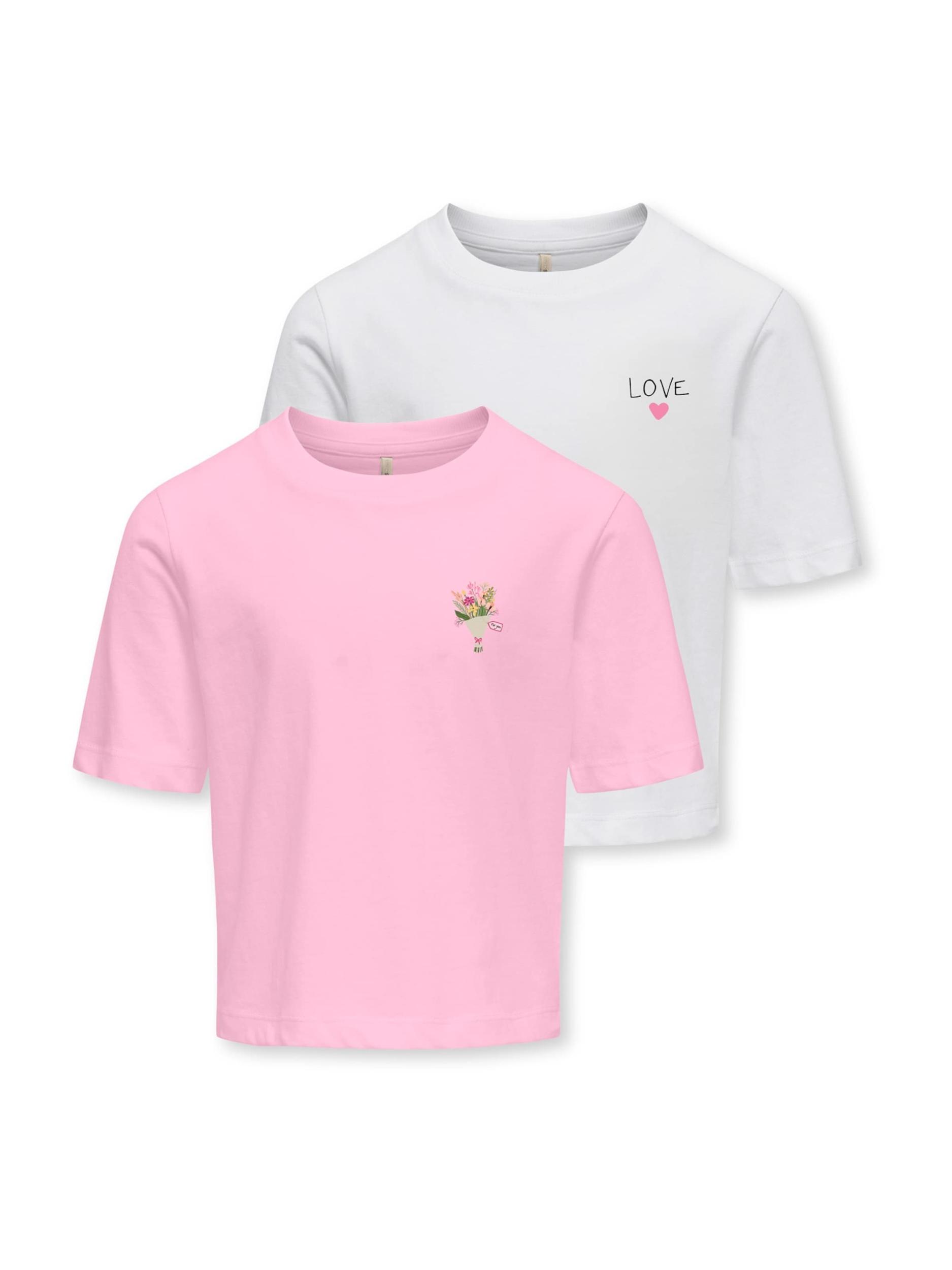 ONLY GIRLS Marškinėliai 'KOGREX FLOWER' žalia / rožių spalva / juoda / balta