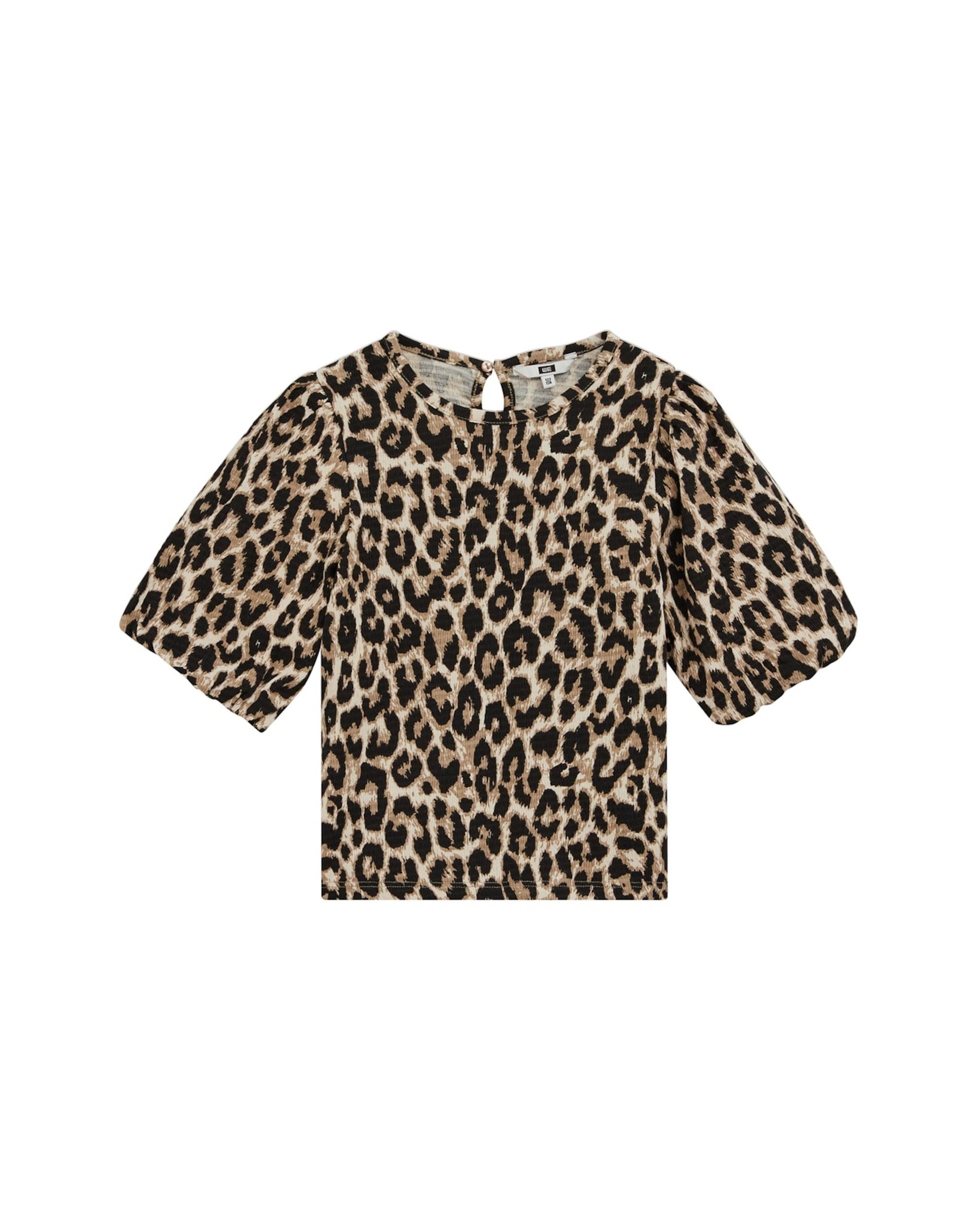 WE Fashion Marškinėliai smėlio spalva / šviesiai ruda / juoda