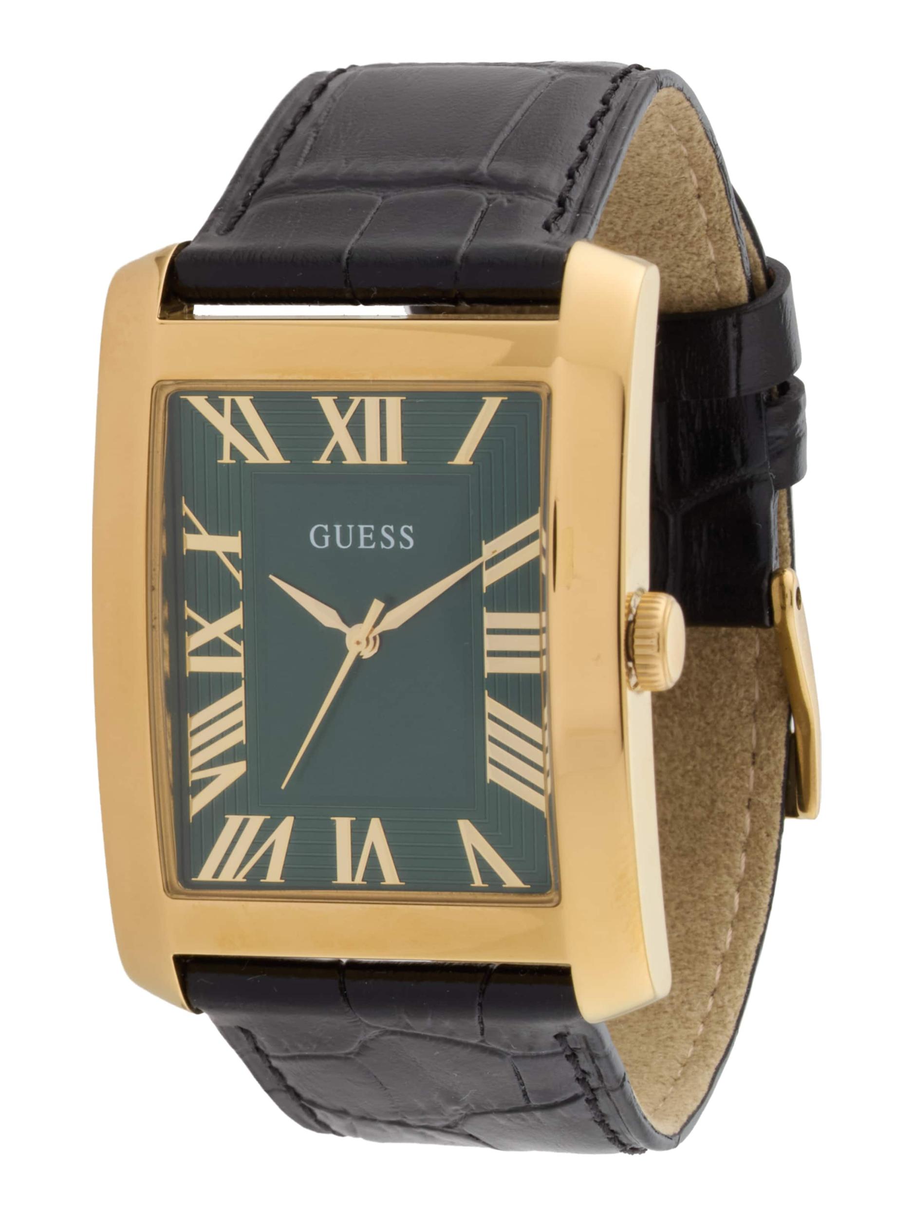 GUESS Analoginis (įprasto dizaino) laikrodis 'Clyde' auksas / tamsiai žalia / juoda
