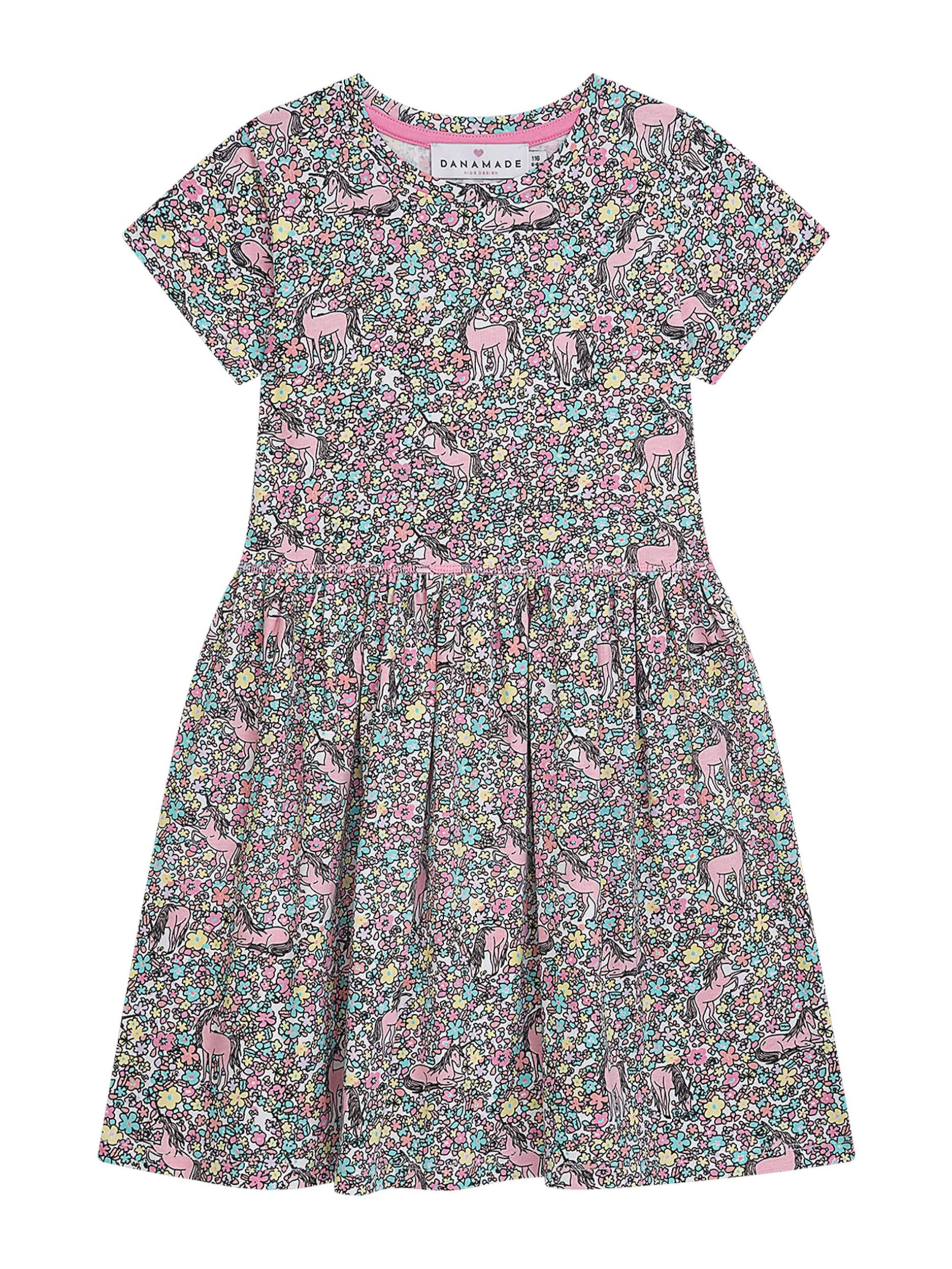 Danamade Suknelė šviesiai geltona / rožinė / juoda / balta