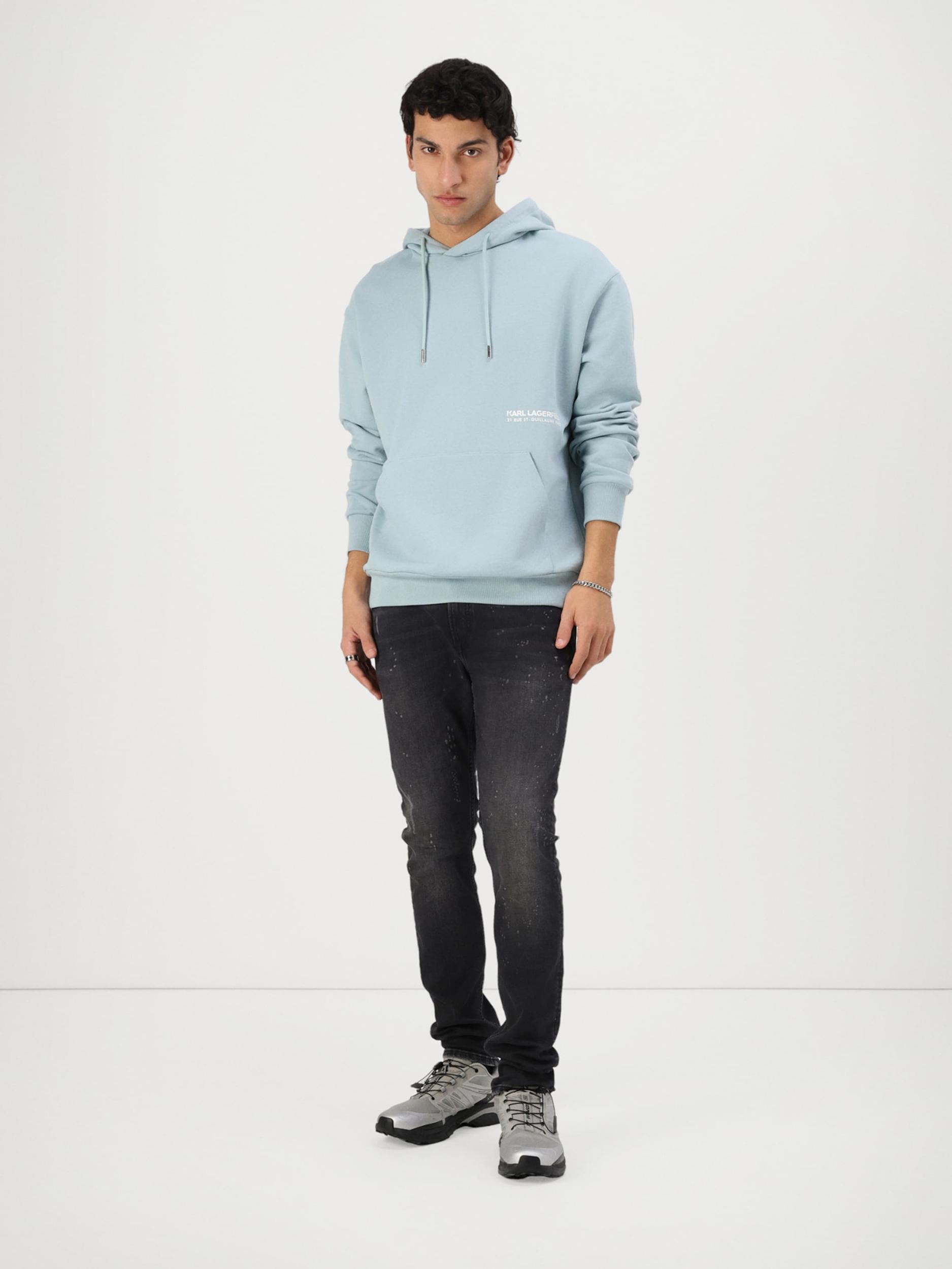 Karl Lagerfeld Megztinis be užsegimo pastelinė mėlyna / balta