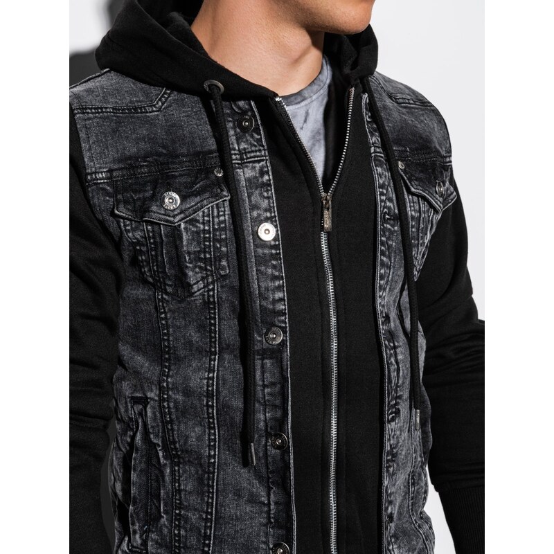 Ombre Clothing Vyriška džinsinė striukė - juoda OM-JADJ-0124