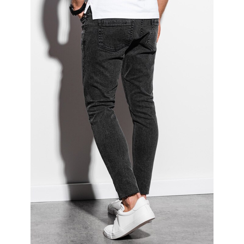Ombre Clothing Vyriškos margintos džinsinės kelnės SLIM FIT - juodos V3 OM-PADP-0146