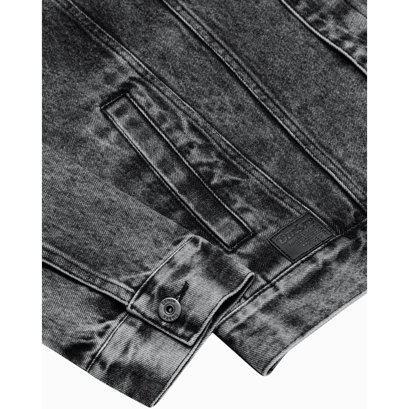 Ombre Clothing Vyriška džinsinė katanos striukė - juoda V3 OM-JADJ-0123