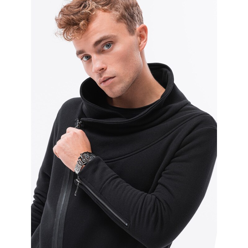 Ombre Clothing Vyriški džemperiai su atvira apykakle LONDON - juodi B1362