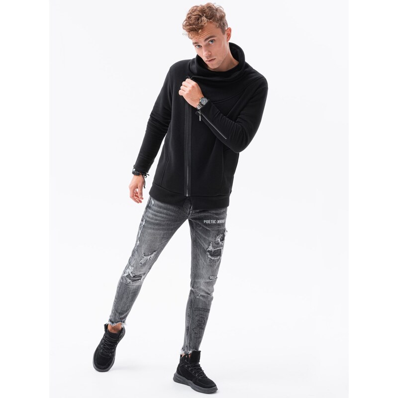 Ombre Clothing Vyriški džemperiai su atvira apykakle LONDON - juodi B1362