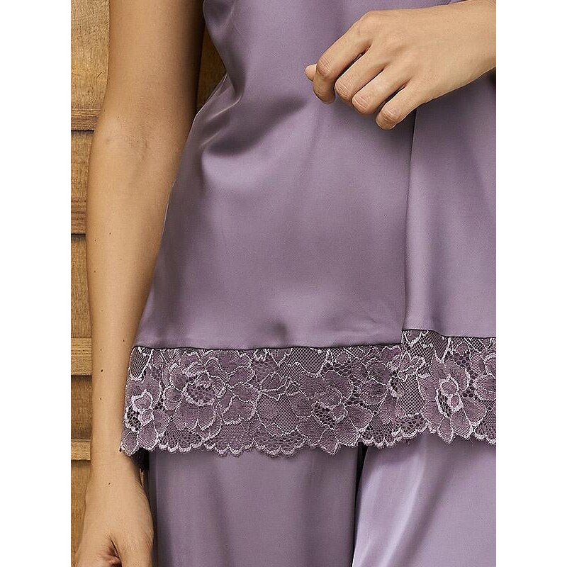 Lega atlasinė pižama su ilgomis kelnėmis "Bianca Lavender"