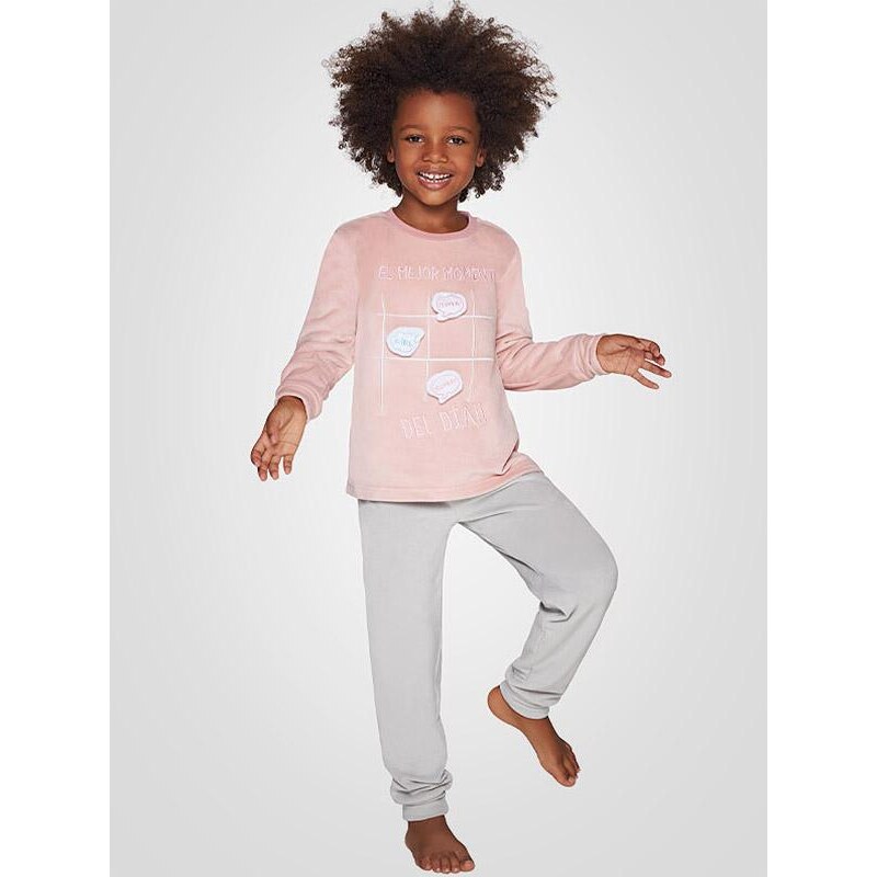 Muydemi minkšta vaikiška pižama "Super Girl Dusty Pink - Light Grey"