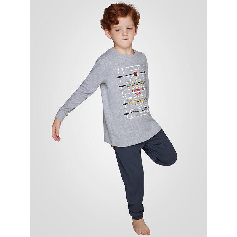 Muydemi medvilninė vaikiška pižama "Football Team Boy Light Grey - Navy"