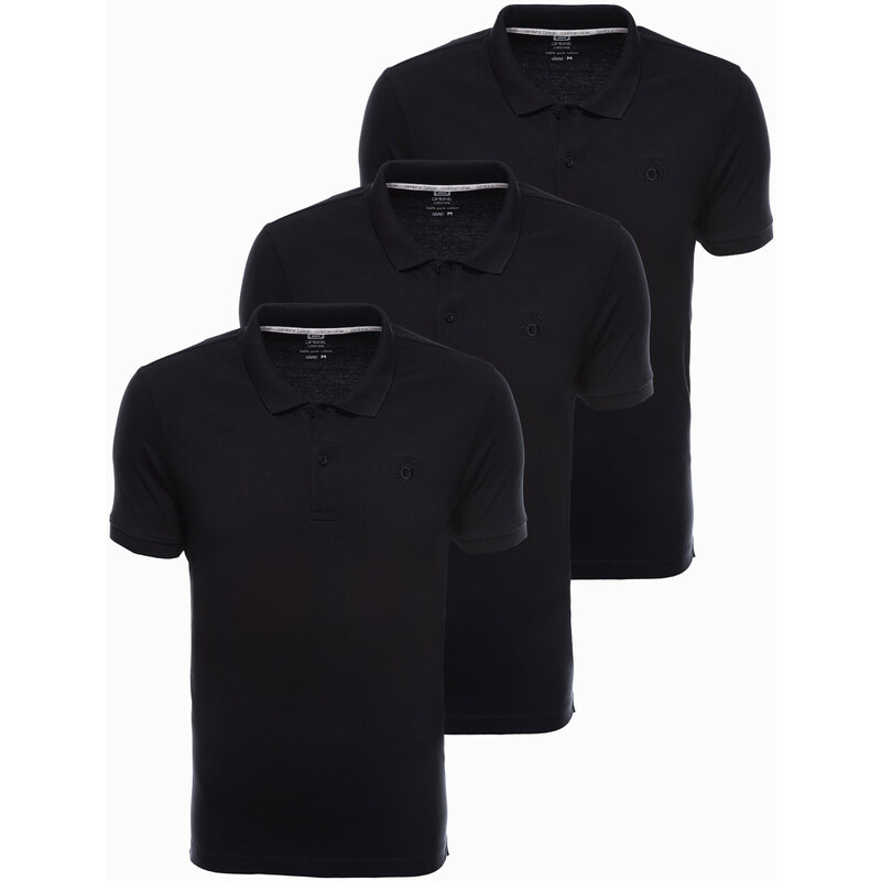 Ombre Clothing Vyriški polo marškinėliai - juoda 3 vnt Z28