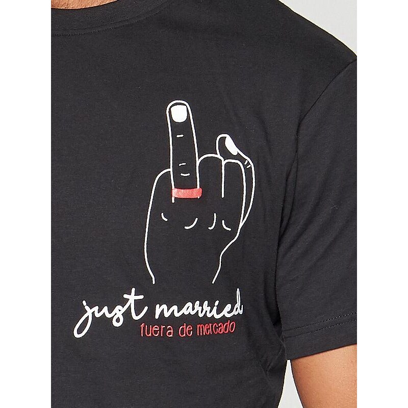 Muydemi vyriškų apatinių marškinėlių ir šortukų medvilninis komplektas "Just Married Black"