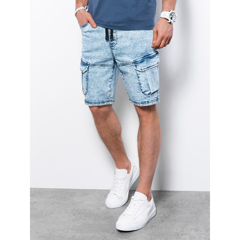 Ombre Clothing Vyriški džinsiniai šortai - šviesus džinsas W362