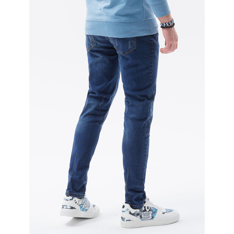 Ombre Clothing Vyriški džinsiniai SKINNY FIT - mėlyna P1060