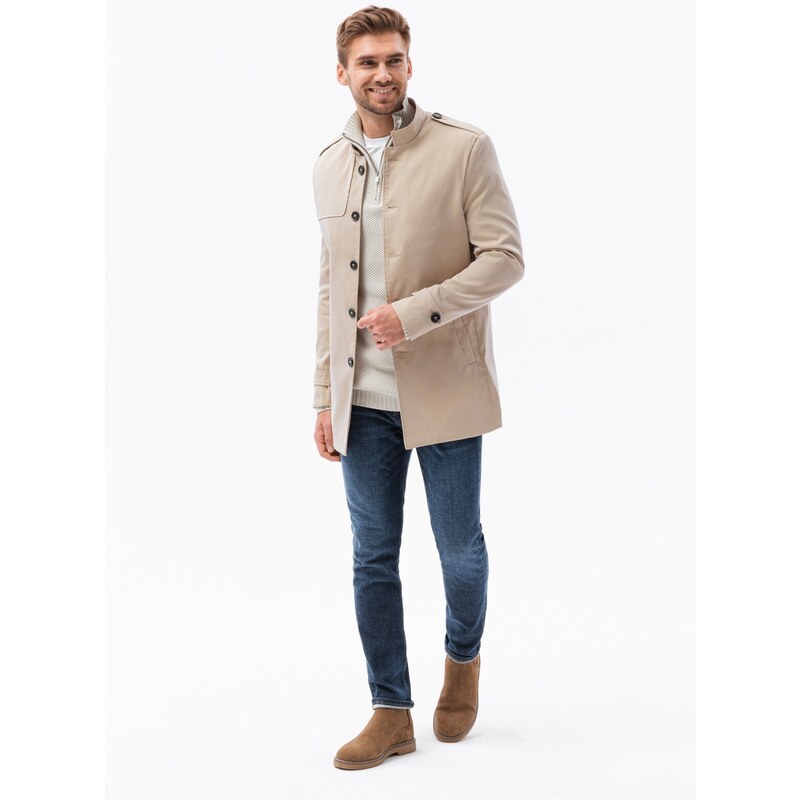 Ombre Clothing Pavasarinis paltas - smėlio spalvos C269