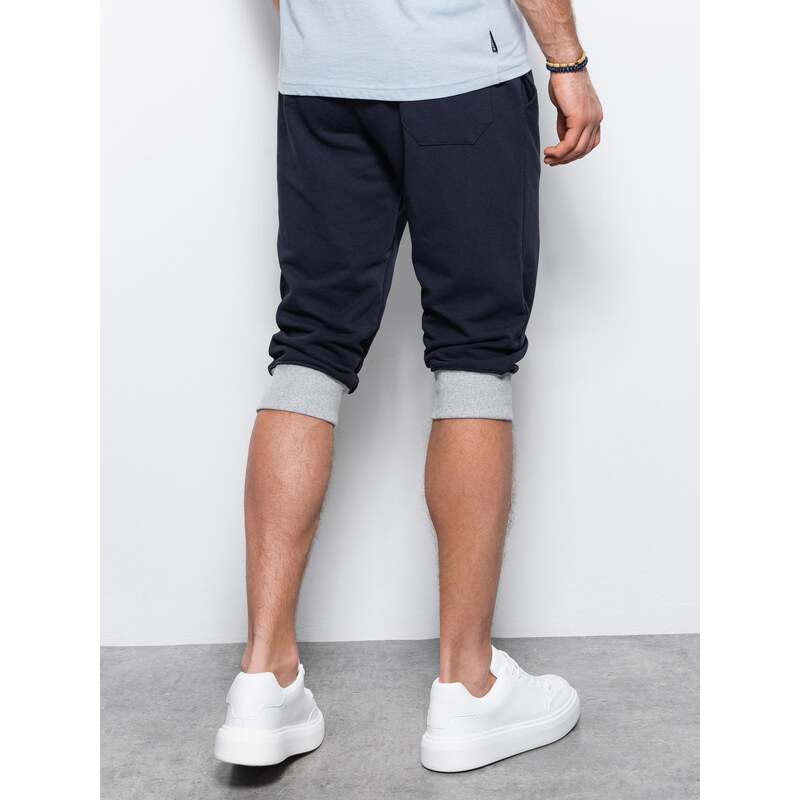 Ombre Clothing Vyriški sportiniai šortai - tamsiai mėlynai-pilka V4 P29