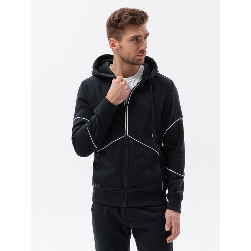 Ombre Clothing Vyriškas džemperis be gobtuvo + kelnės - juoda V1 Z60