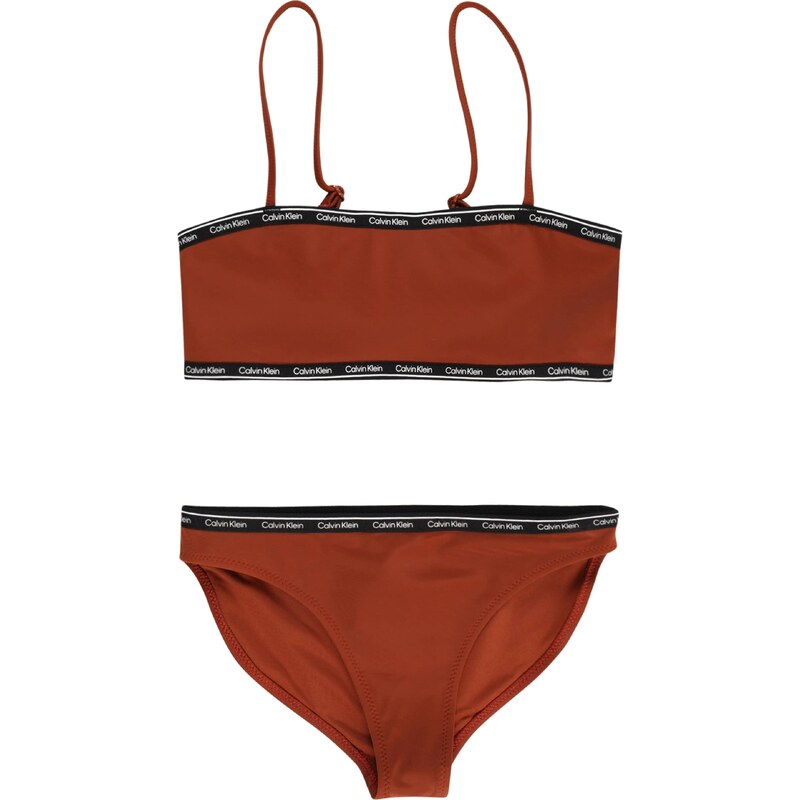 Calvin Klein Swimwear Bikinis rūdžių raudona / juoda / balta