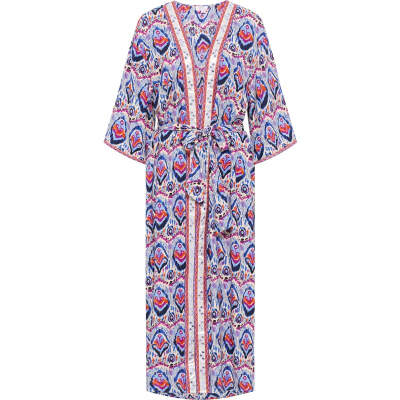 IZIA Kimono kremo / mėlyna / oranžinė / rožinė