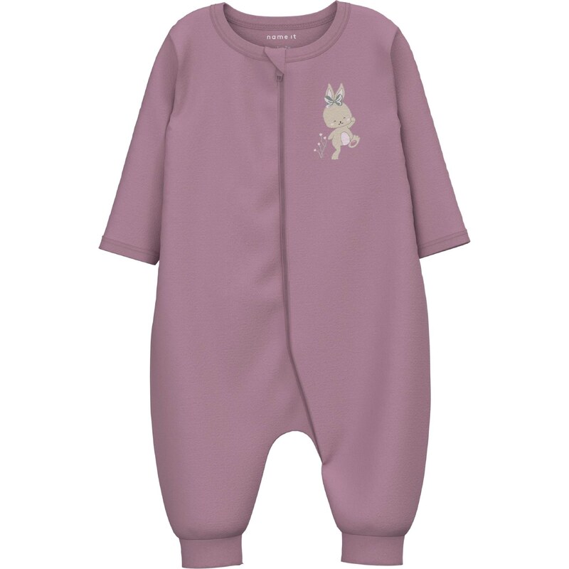 NAME IT Miego kostiumas 'Rabbit' kremo / tamsi smėlio / žalia / rausvai violetinė spalva
