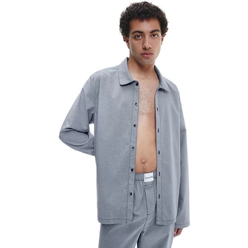CALVIN KLEIN UNDERWEAR - Vyriški pižaminiai marškiniai, L/S BUTTON DOWN
