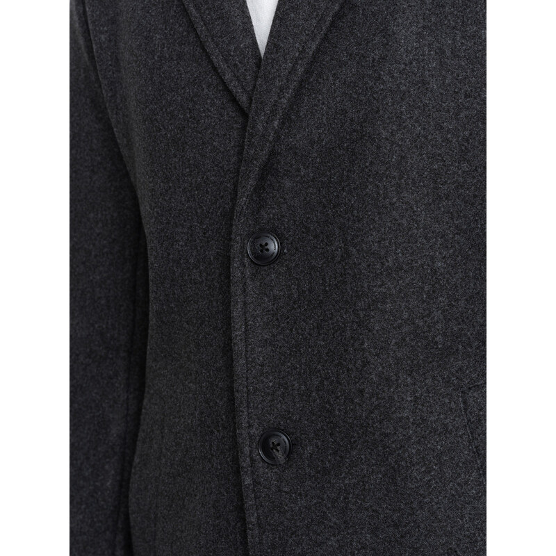 Ombre Clothing Lengvas vienspalvis vyriškas paltas - grafito spalvos V5 OM-COWC-0104
